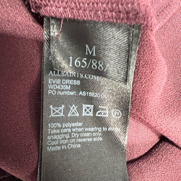 All Saints Evie Dress Women's Medium Simple Shift Mini in Burgundy Maroon with S - Picture 7 of 12